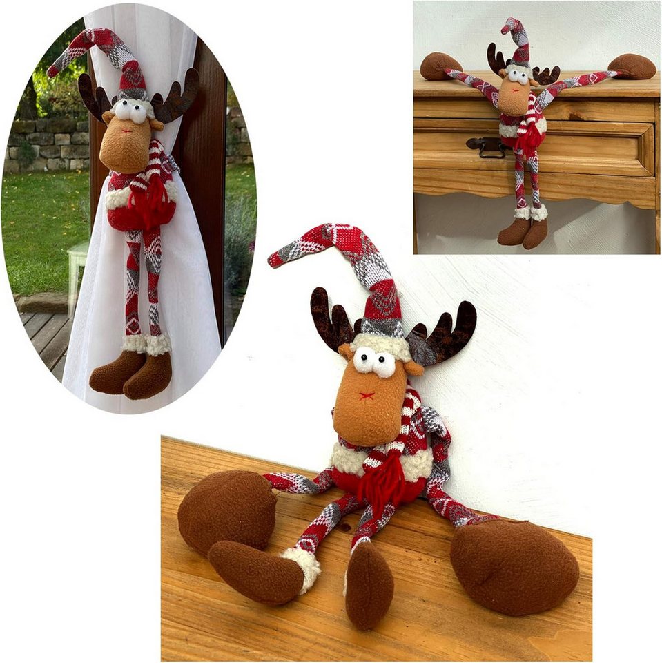 heimtexland Kantenhocker Deko Wichtel Kantenhocker Raffhalter Weihnachten (Typ711, 1 St), Elch I mit Sand befüllte Hände für guten Halt von heimtexland