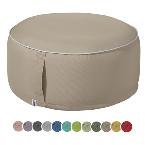heimtexland Outdoor Pouf Sitzkissen wetterfest Garten Bodenkissen aufblasbar Fußhocker Yoga Lounge Hocker Tisch Party Deko Sitzsack 25x55 Typ551 Taupe von heimtexland
