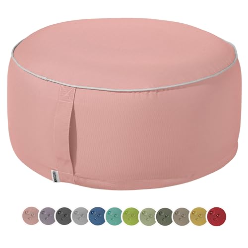 heimtexland Outdoor Pouf Sitzkissen wetterfest Garten Bodenkissen ausblasbar Fußhocker Yoga Lounge Hocker Tisch Party Deko Sitzsack 25x55 Typ551 Altrosa von heimtexland