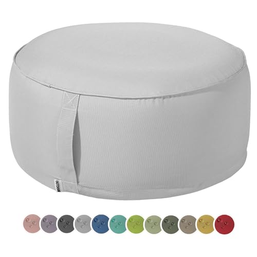 heimtexland Outdoor Pouf Sitzkissen wetterfest Garten Bodenkissen ausblasbar Fußhocker Yoga Lounge Hocker Tisch Party Deko Sitzsack 25x55 Typ551 Hellgrau von heimtexland