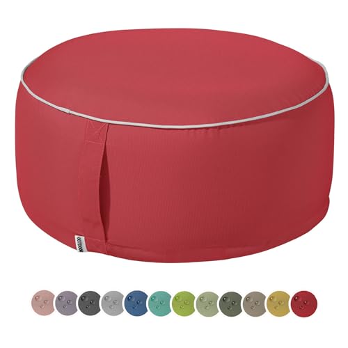 heimtexland Outdoor Pouf Sitzkissen wetterfest Garten Bodenkissen ausblasbar Fußhocker Yoga Lounge Hocker Tisch Party Deko Sitzsack 25x55 Typ551 Rot von heimtexland