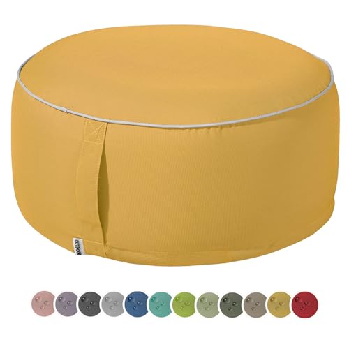 heimtexland Outdoor Pouf Sitzkissen wetterfest Garten Bodenkissen ausblasbar Fußhocker Yoga Lounge Hocker Tisch Party Deko Sitzsack 25x55 Typ551 Senfgelb von heimtexland