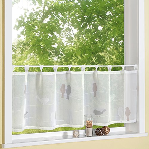 heimtexland ® Scheibengardine Natur Batist mit Schlaufen 45 x 140 cm gewebt mit süßen Vögeln in braun Bistrogardine halbtransparent Modern Landhaus Gardine Vogel Ökotex Typ568 heimtexland ® Scheibengardine Natur Batist mit Schlaufen 45 x 140 cm gewebt mit süßen Vögeln in braun Bistrogardine halbtransparent Modern Landhaus Gardine Vogel Ökotex Typ568 von heimtexland
