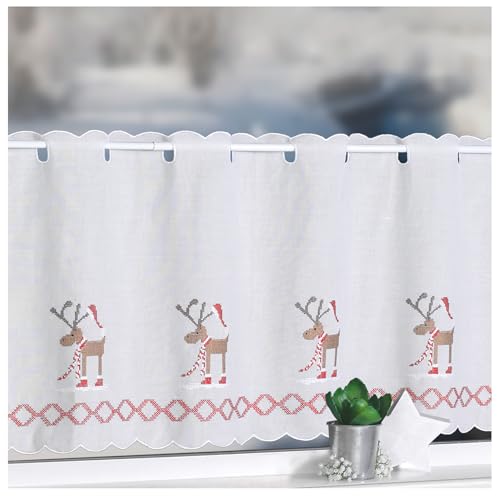 heimtexland Scheibengardine WEIHNACHTSELCH Kreuzstich Stickerei Elche 45x155 cm auf Batist in Natur Panneau Gardine Weihnachtsgardine Weihnachten Bistrogardine ÖKOTEX Typ507 heimtexland Scheibengardine WEIHNACHTSELCH Kreuzstich Stickerei Elche 45x155 cm auf Batist in Natur Panneau Gardine Weihnachtsgardine Weihnachten Bistrogardine ÖKOTEX Typ507 von heimtexland