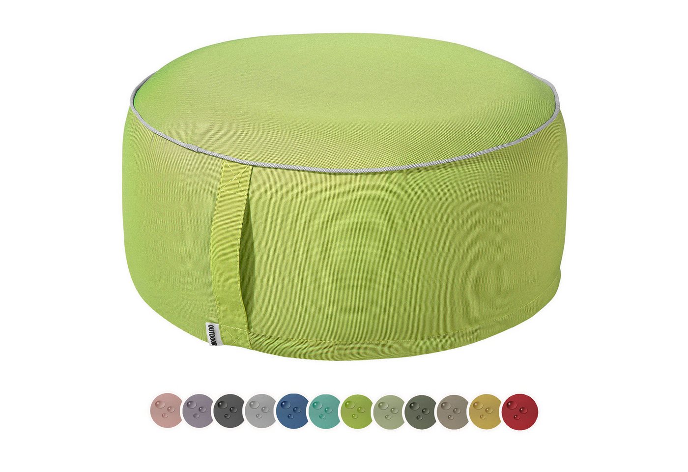 heimtexland Sitzkissen Outdoor Pouf Bodenkissen Garten Lounge Deko Hocker, schmutz-/wasserabweisend I UV-beständig I waschbar von heimtexland