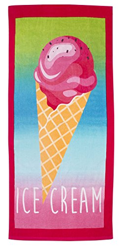 heimtexland Trendiges Strandtuch Sommer Badetuch 152x76 cm aus 100% Baumwolle Ökotex Handtuch Frottee Super Soft Hautfreundlich Saugstark Schnelltrocknend - Ice Cream pink Typ528 von heimtexland