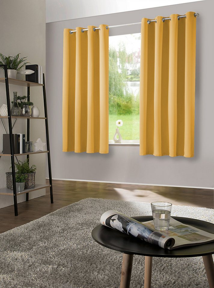 heimtexland Verdunkelungsvorhang Thermo Verdunkelungsgardinen Ösenschal Vorhänge (2 St), Ösen, verdunkelnd, Verdunkelungsstoff, blickdicht, Sonnenschutz, Verdunklung, Kälteisolierung, Schalldämmung von heimtexland