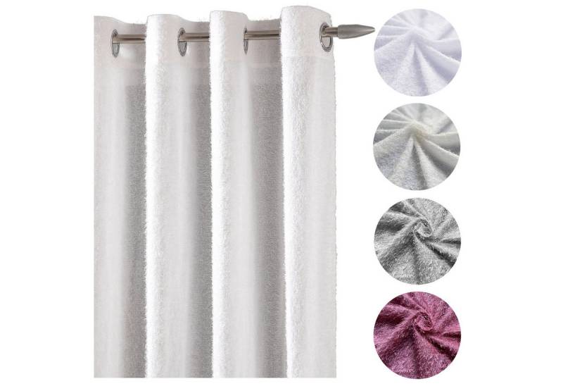 heimtexland Vorhang Ösenschal Deko Gardine halbtransparent Vorhang, Ösen (1 St), halbtransparent, 100 % Polyester, Blickschutz I lichtdurchlässig I flauschige Chiffonfäden von heimtexland
