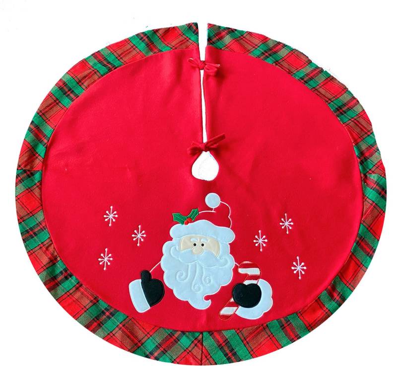 heimtexland Weihnachtsbaumdecke Weihnachtsdeko Baumschmuck Christbaumdecke Baumteppich (1-tlg), Weihnachtsbaum Deko bestickt Baumständer Schürze von heimtexland
