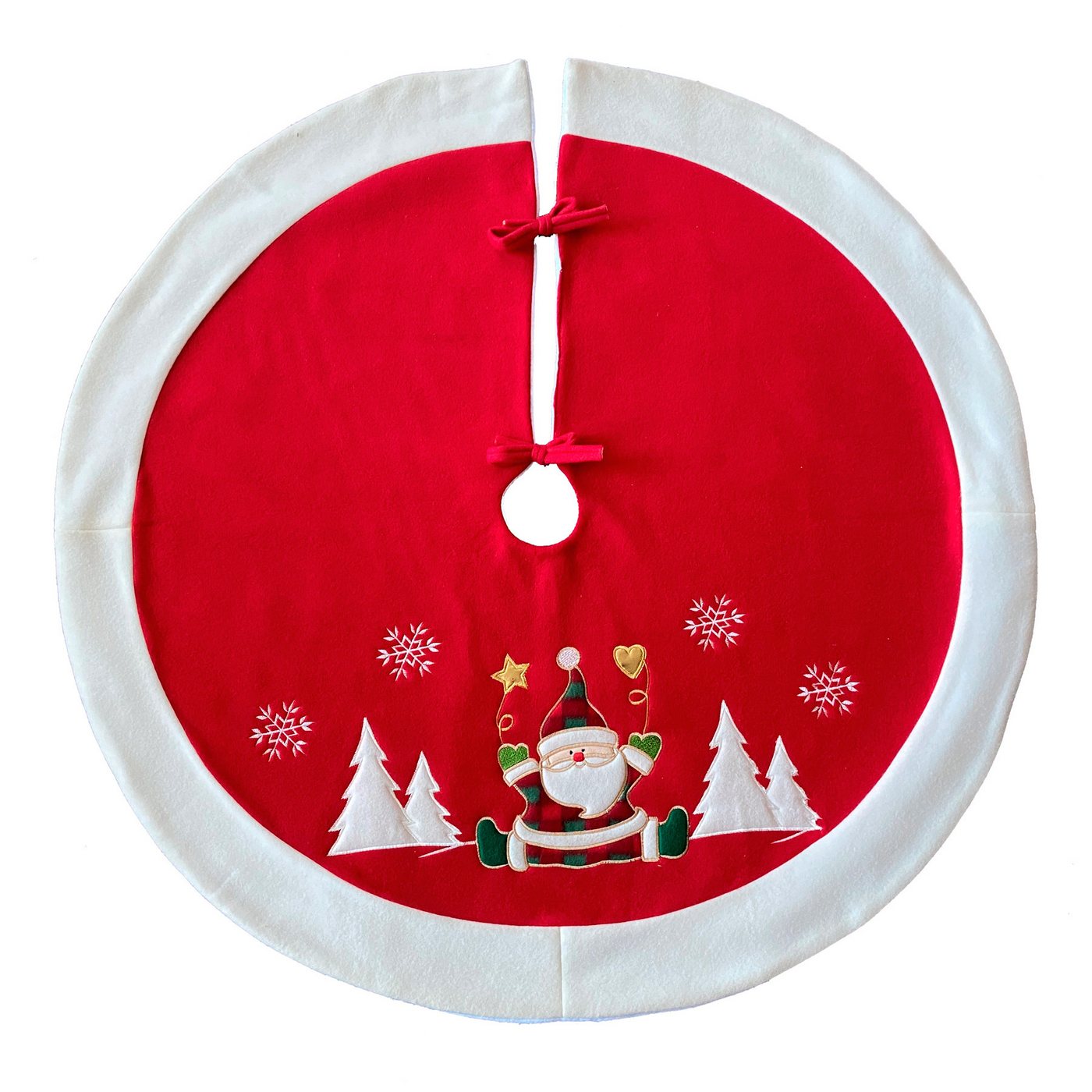 heimtexland Weihnachtsbaumdecke Weihnachtsdeko Baumschmuck Christbaumdecke Baumteppich (1-tlg), Weihnachtsbaum Deko bestickt Baumständer Schürze von heimtexland