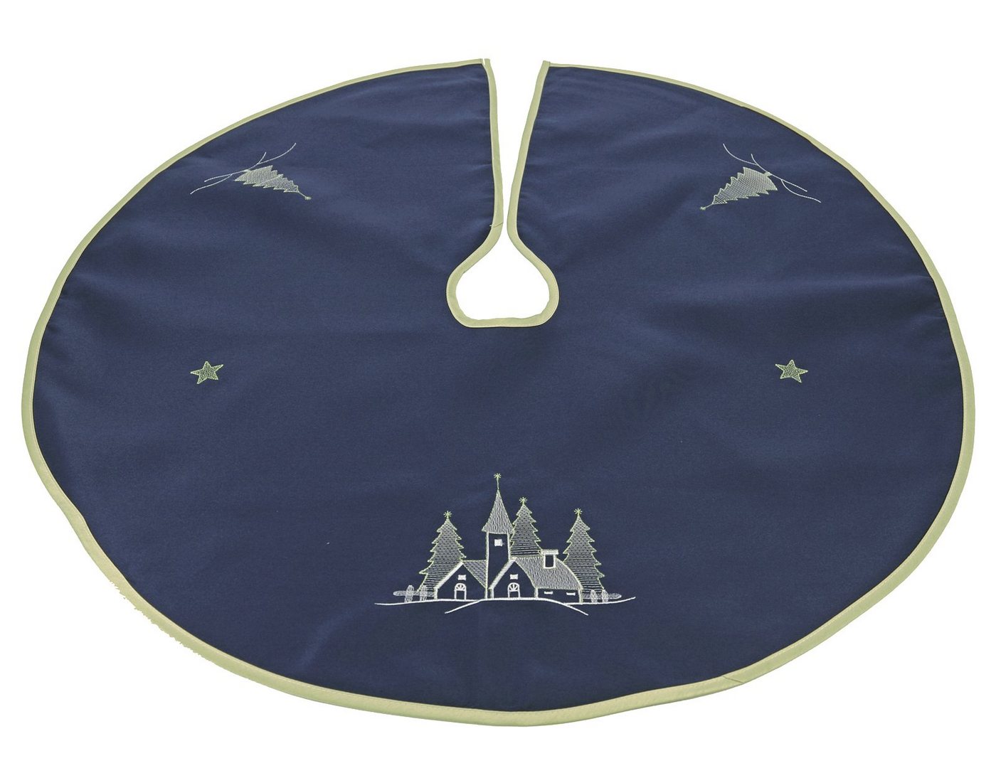 heimtexland Weihnachtsbaumdecke Weihnachtsdeko Baumschmuck Christbaumdecke Baumteppich (1-tlg), Weihnachtsbaum Deko gold bestickt Baumständer Schürze von heimtexland