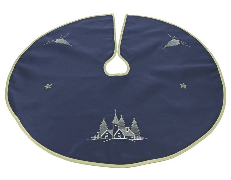 heimtexland Weihnachtsbaumdecke Weihnachtsdeko Baumschmuck Christbaumdecke Baumteppich (1-tlg), Weihnachtsbaum Deko gold bestickt Baumständer Schürze von heimtexland