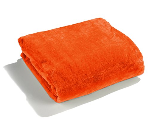 heimtexland große super weiche Kuscheldecke XL HxB 150x200 cm in orange Microfaser Flanelldecke kuschelig warm - fusselfrei - Decke in TOP QUALITÄT Typ176 von heimtexland