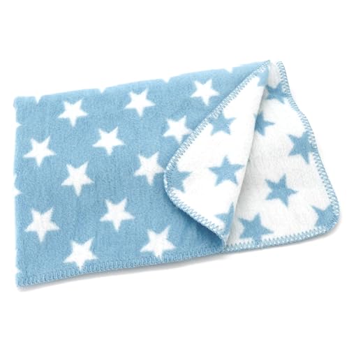 heimtexland hochwertige Babydecke Sterne Kuscheldecke 75x100 Jungen hellblau Pastell Baumwolle Ökotex Geschenkidee Geburt Taufe Kinderwagen-Decke Typ526 von heimtexland