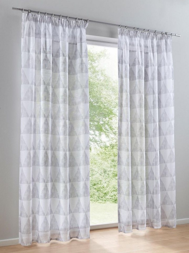 Gardine HxB 245 x 140 cm, heine home, Kräuselband (2 St), halbtransparent, Polyester, Vorhang Dekostore mit Digital-Druck von heine home