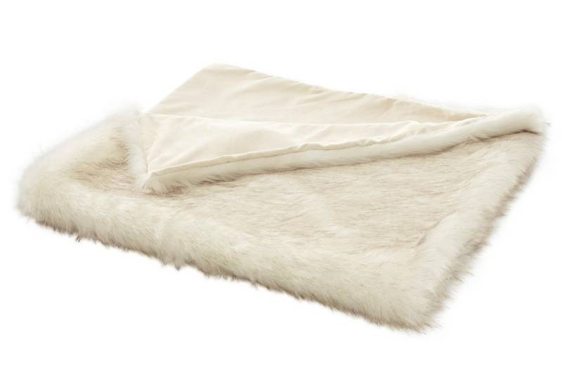 Wolldecke creme-schwarz, heine home, Couchdecke Plaid in Fell Optik 140x170 cm von heine home