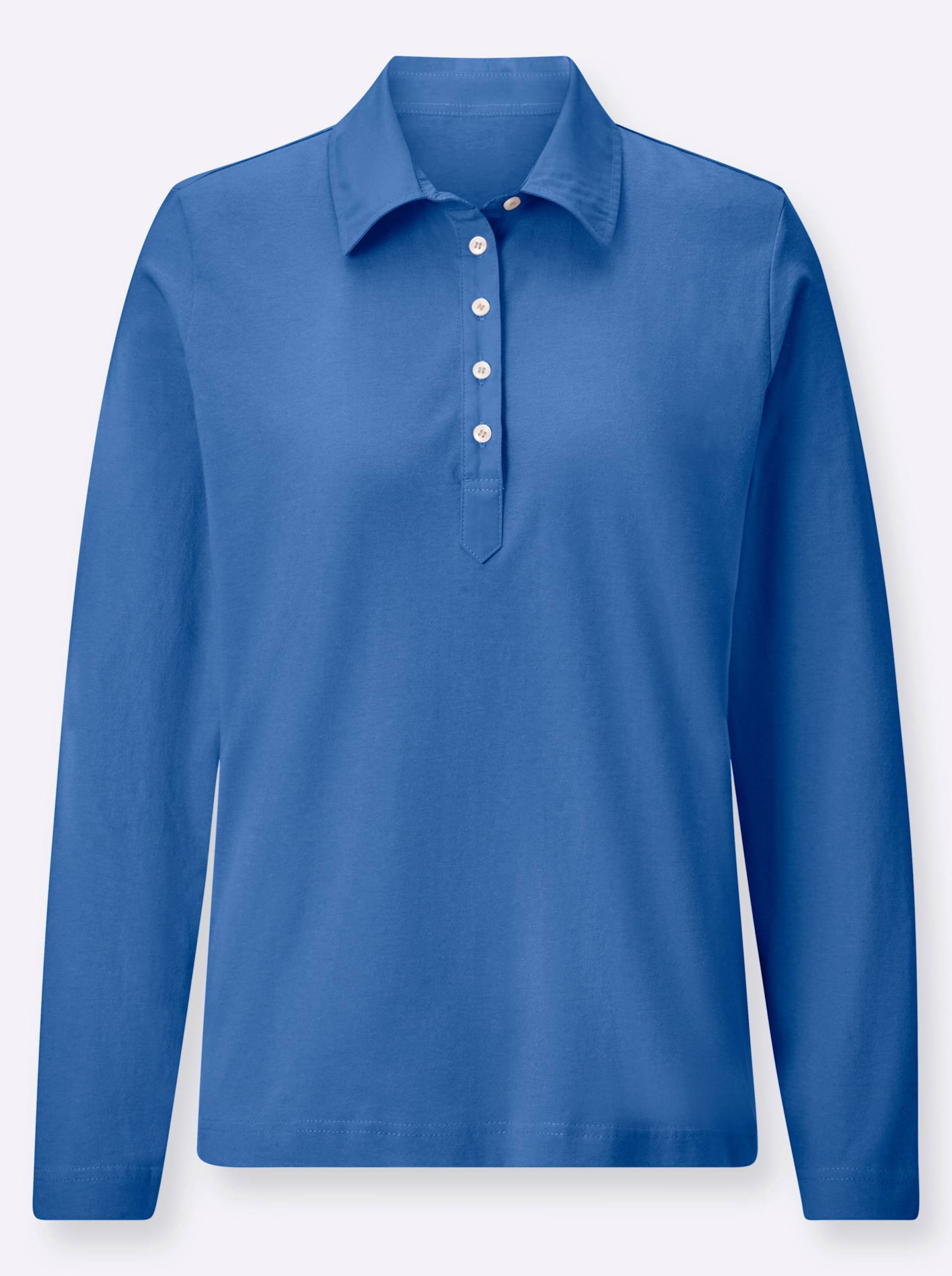 Langarm-Poloshirt in blau von heine von heine