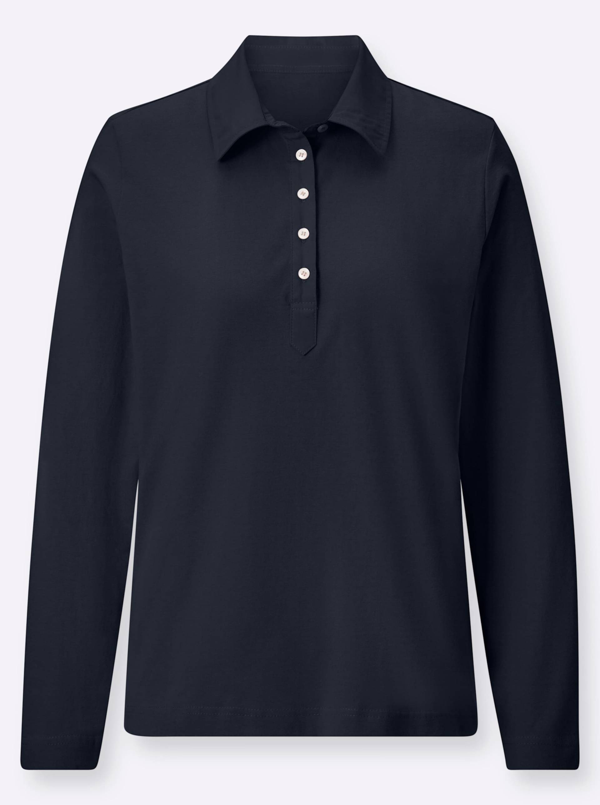 Langarm-Poloshirt in marine von heine von heine