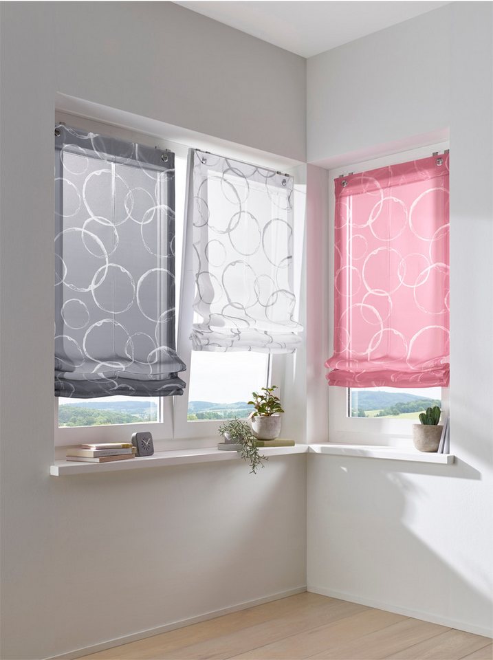 Rollo Raffrollo, heine, halbtransparent, Ösen mit Fensterhaken von heine