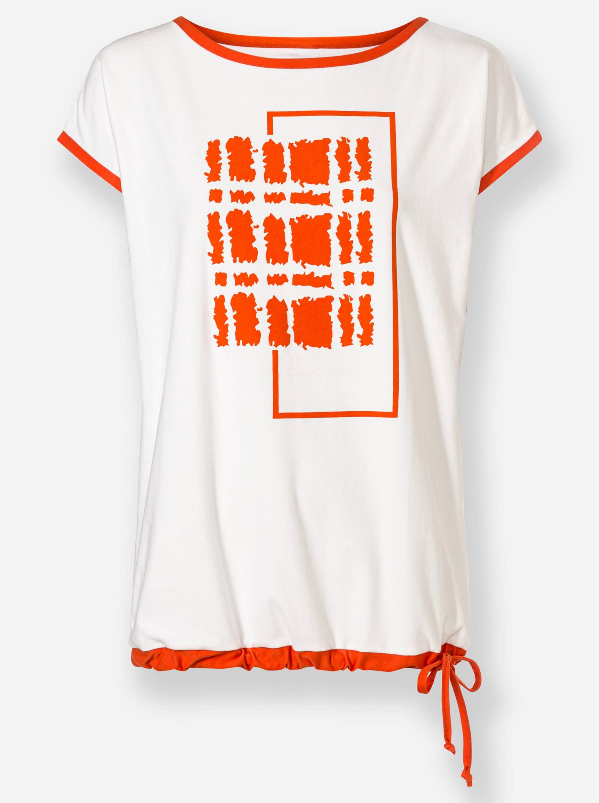 Rundhalsshirt in ecru-orange-bedruckt von heine von heine