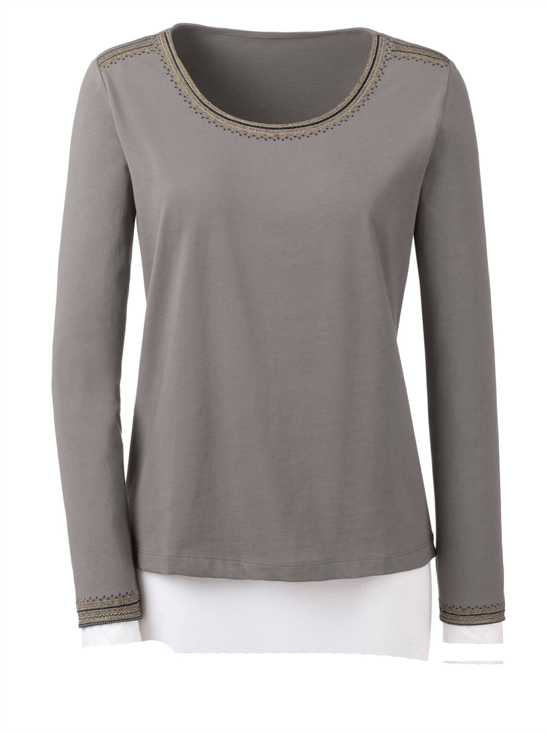 Rundhalsshirt in taupe von heine von heine