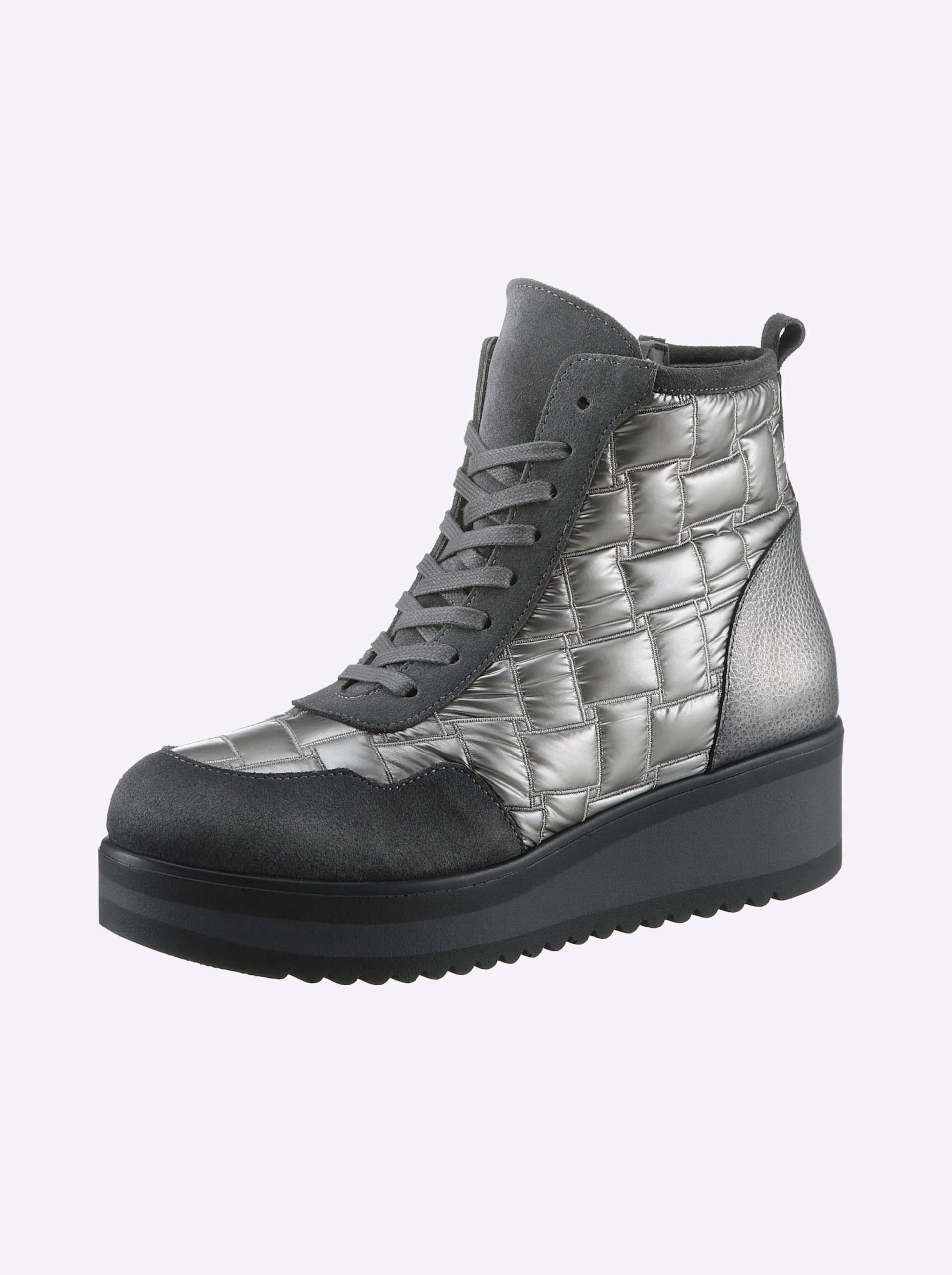 Schnürstiefelette in grau-metallic von heine von heine