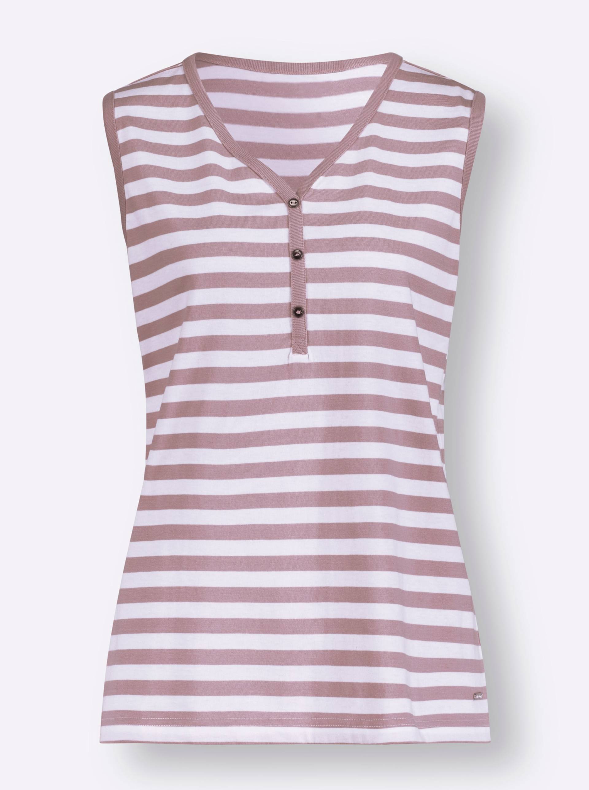 Shirttop in rosé-weiß-geringelt von heine von heine