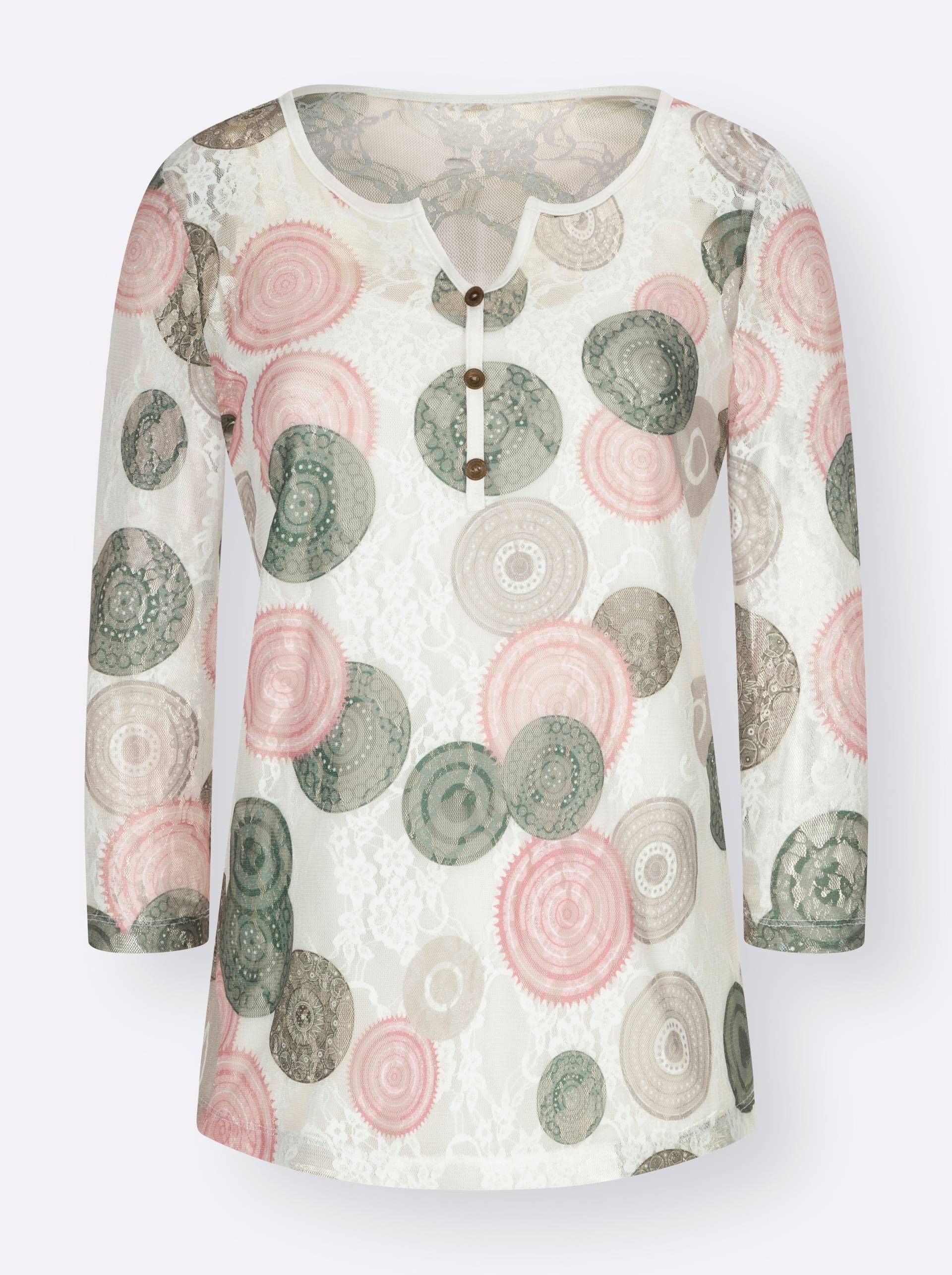 Spitzenshirt in rosenquarz-khaki-bedruckt von heine von heine