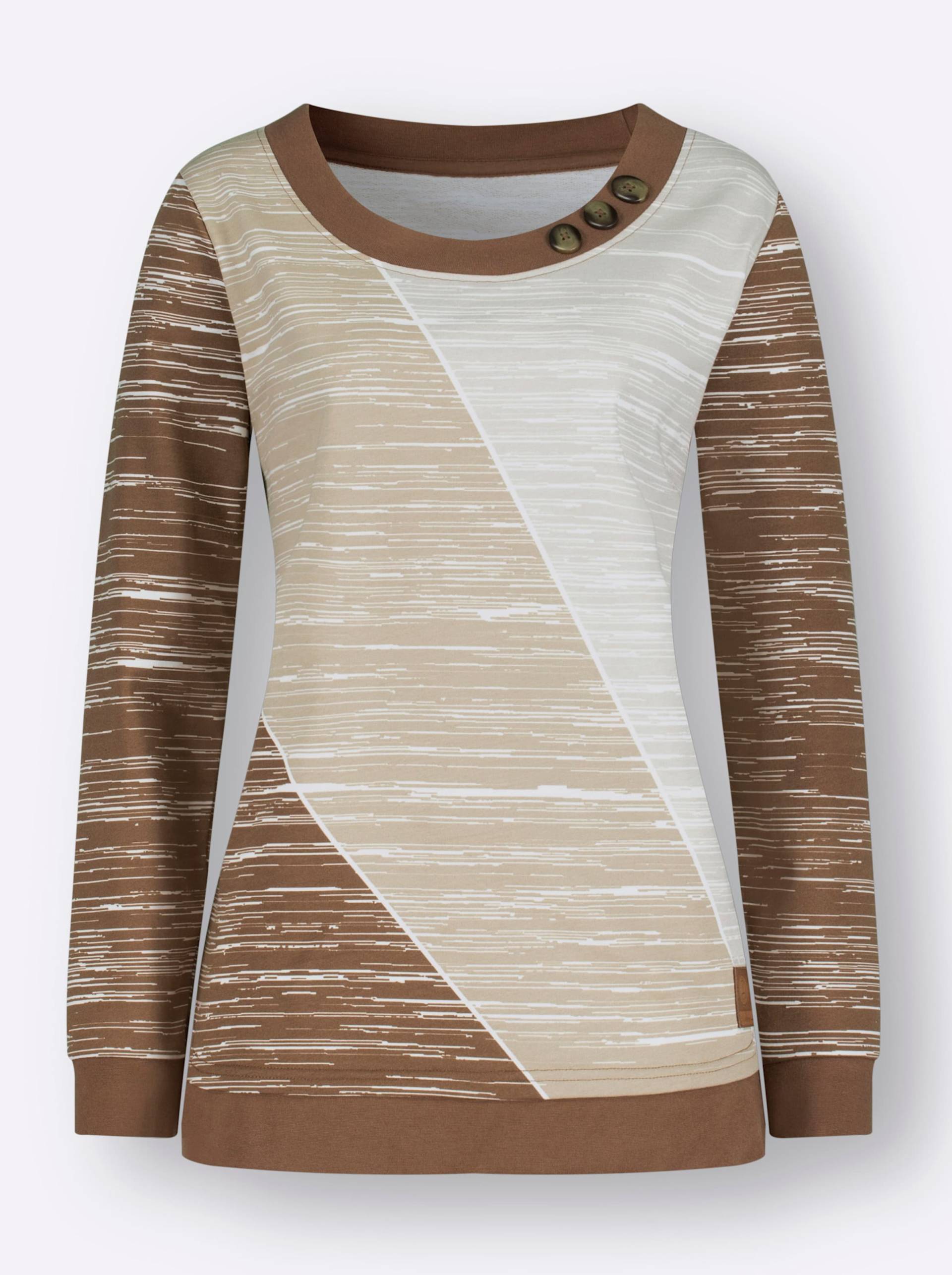 Sweatshirt in braun-ecru-bedruckt von heine von heine
