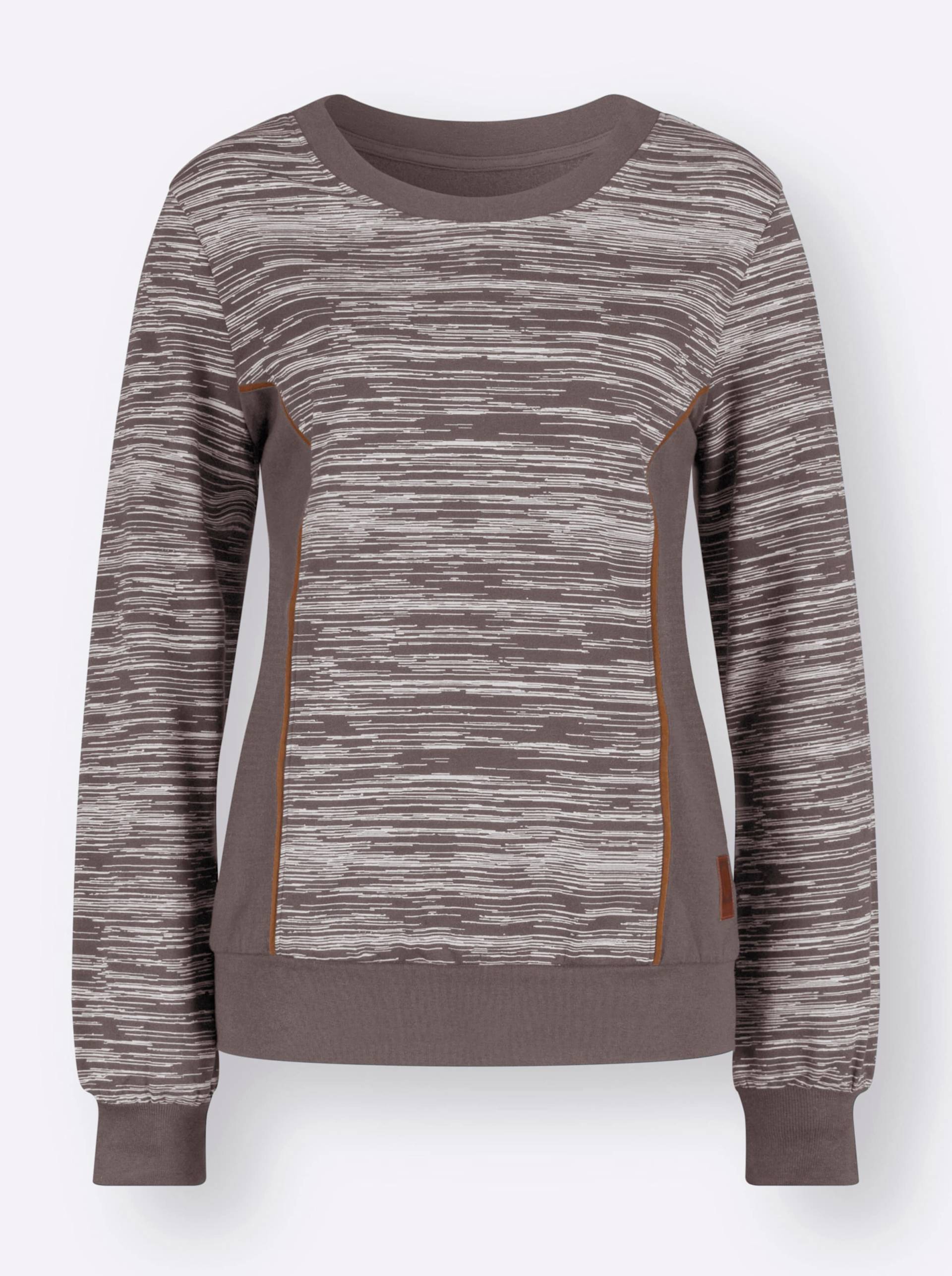 Sweatshirt in dunkeltaupe-ecru-bedruckt von heine von heine