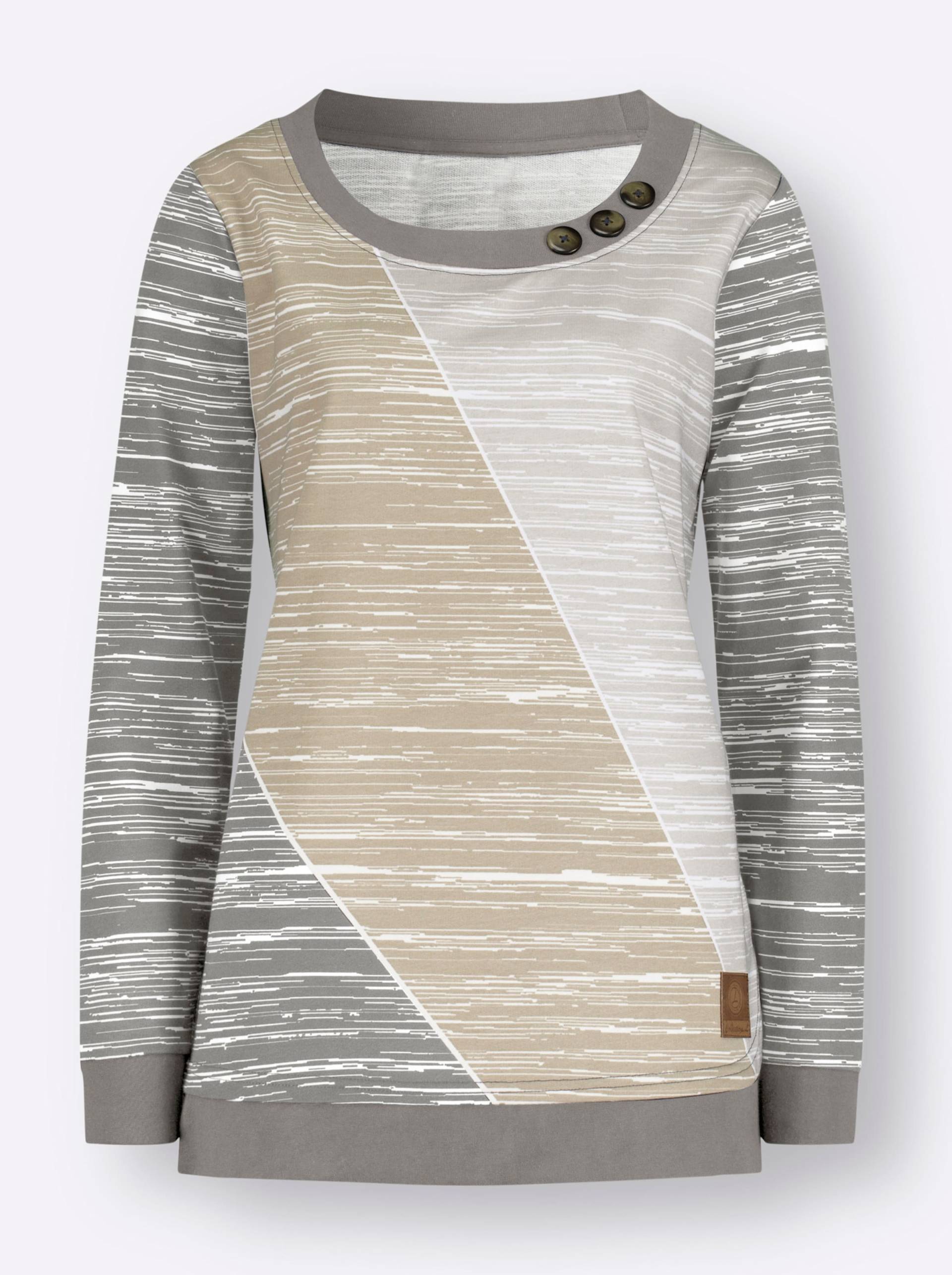 Sweatshirt in grau-ecru-bedruckt von heine von heine