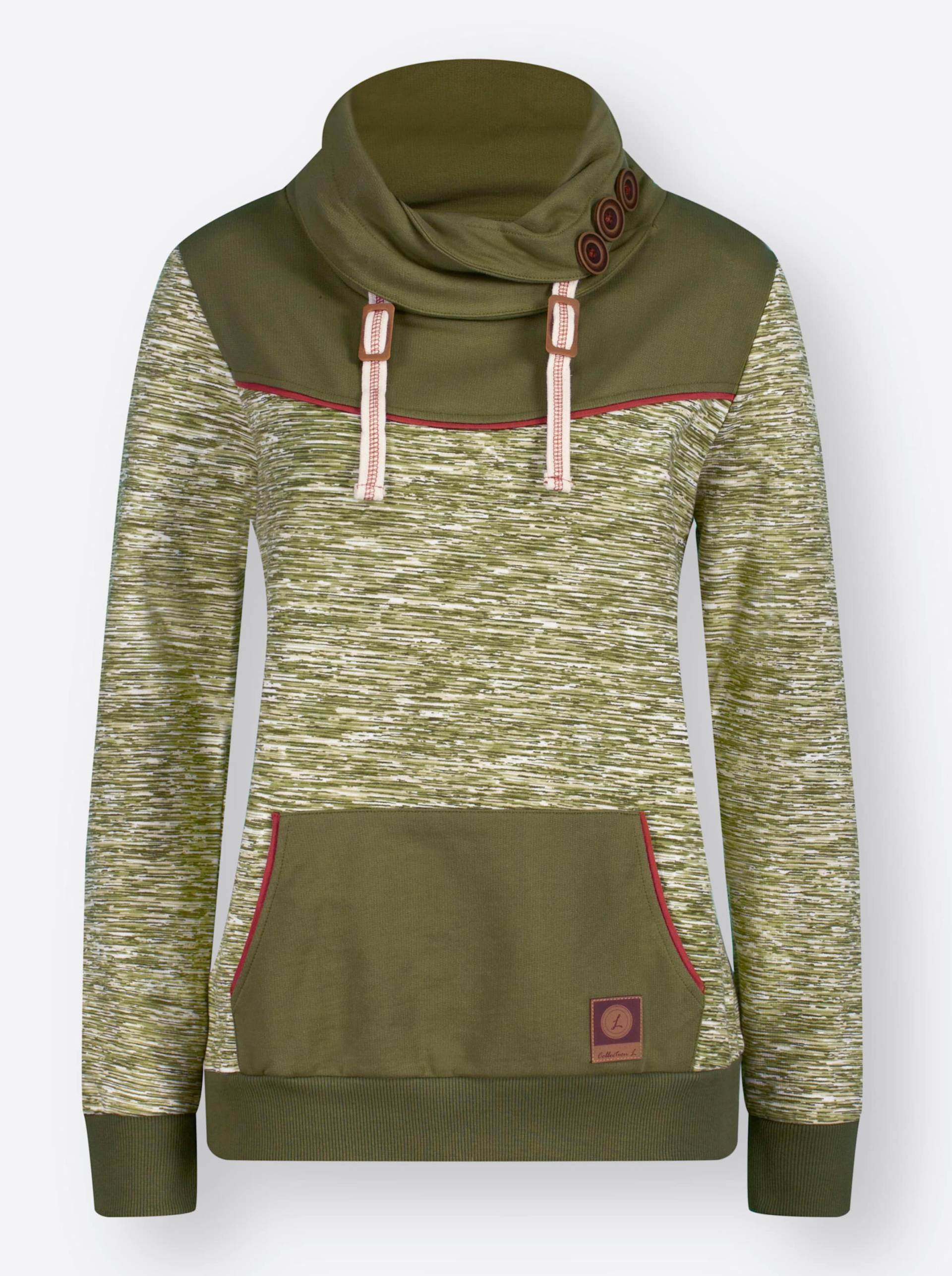 Sweatshirt in olive-weiß-meliert von heine von heine