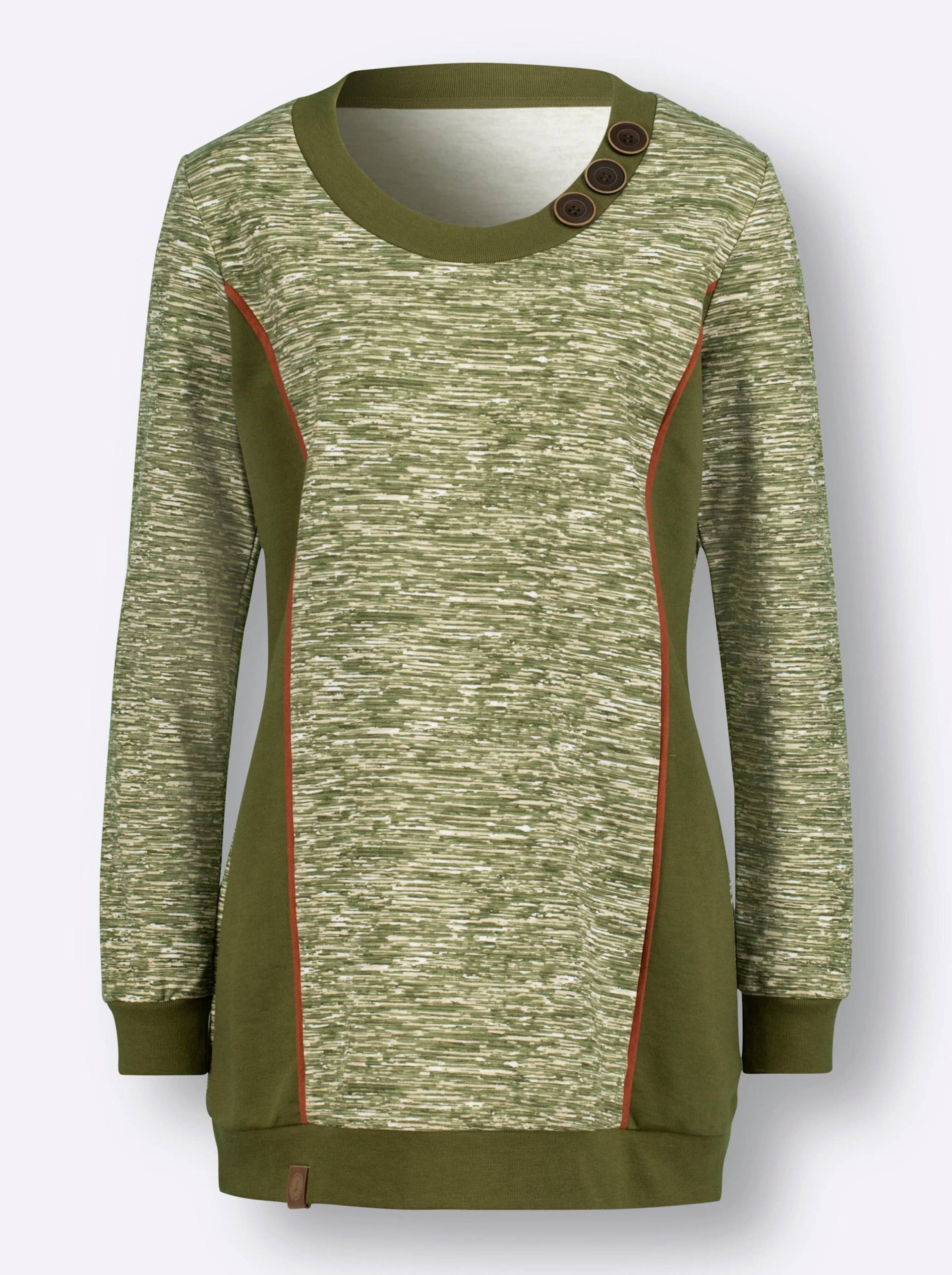 Sweatshirt in olive-weiß-meliert von heine von heine