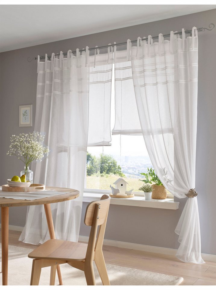 heine Gardine Dekostore (1 St), Bindebänder, halbtransparent, Fertigstore gerade Form von heine