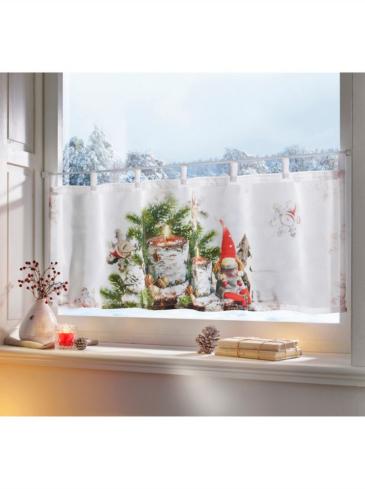 heine Gardine Kurzgardine (1 St), Schlaufen, transparent, Querbehang von heine