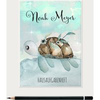 Hausaufgabenheft Hülle Mit Name, Grundschule Schildkröte Mädchen Junge von hejsue