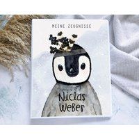 Pinguin Zeugnismappe Personalisiert Mit Namen, Zeugnisordner Mädchen Junge von hejsue