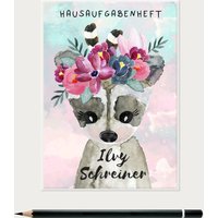 Waschbär Mädchen Hausaufgabenheft Hülle Mit Name, Schulanfang Grundschule Geschenkidee von hejsue