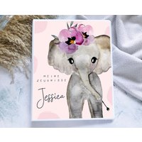 Zeugnismappe Elefant Mädchen Personalisiert Mit Namen, Zeugnisordner Grundschule Einschulung von hejsue