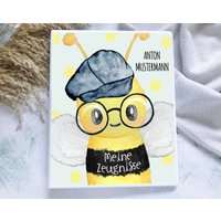 Zeugnismappe Hipster Biene Personalisiert Mit Namen, Zeugnisordner Mädchen Junge von hejsue