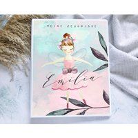 Zeugnismappe Mädchen Elfe Personalisiert Mit Namen, Zeugnisordner Braune Haare von hejsue