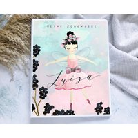 Zeugnismappe Mädchen Elfe Personalisiert Mit Namen, Zeugnisordner Schwarze Haare von hejsue