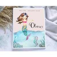 Zeugnismappe Meerjungfrau Personalisiert Mit Namen, Zeugnisordner Seepferdchen Und von hejsue