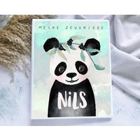 Zeugnismappe Panda Junge Personalisiert Mit Namen, Zeugnisordner Grundschule Einschulung von hejsue