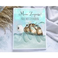 Zeugnismappe Schildkröte Blau Personalisiert Mit Namen, Zeugnisordner Mädchen Junge Zeugnismappe Schildkröte Blau Personalisiert Mit Namen, Zeugnisordner Mädchen Junge von hejsue
