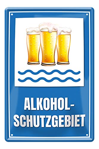 Alkohol Schutzgebiet Blechschild - Retro Deko Metallschild - lustiges Bier Schild - witzige Wanddeko für Kellerbar Kneipe Pub Partyraum - Geschenkidee für Biertrinker und Genießer - 20x30cm von helges-shop
