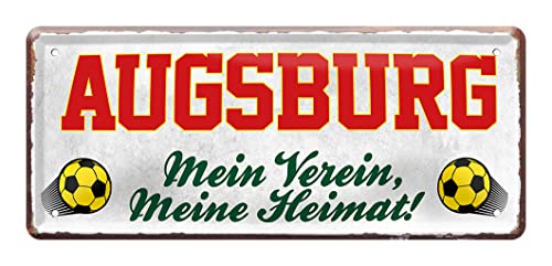 Augsburg Blechschild - Fanartikel für Augsburger Fußball Fans - 28x12cm von helges-shop