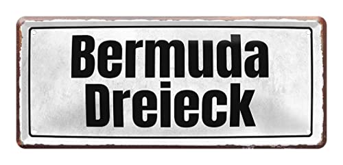 Bermuda Dreieck Schild - lustiges Metallschild im Vintage Stil - Wanddeko Türdeko für Teenager Kinderzimmer Jugendzimmer Büro Betrieb Lager Werkstatt - Warnschild Hinweisschild - 28x12cm von helges-shop