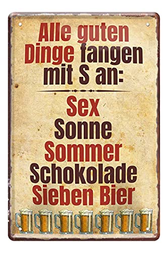 Bier Schild - Retro Deko Metallschild im Vintage Stil - lustiger Spruch auf Blechschild - witzige Wanddeko für Kellerbar Partyraum Kneipe Tresen Theke Bar - Bier Geschenk für Biertrinker - 20x30cm von helges-shop