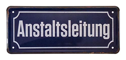 Blechschild Anstaltsleitung - Retro Deko Blechschild - lustiges Metallschild Dekoration Job Büro Arbeitsplatz Firma Betrieb Schreitisch Lager - witziges Geschenk Chefin Chef Boss Meister - 28x12cm von helges-shop